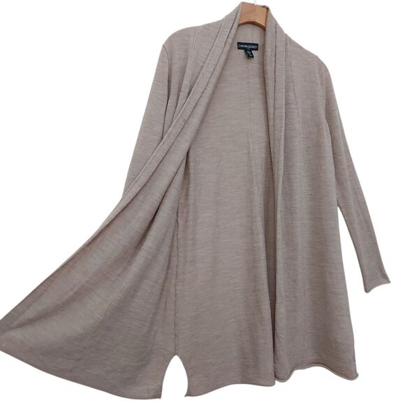 Cynthia Rowly Open Cardigan Womens Medium Brown Knitted Extra Fine Merino Wool - Picture 4 of 11